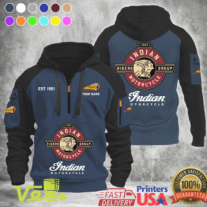 Indian Motorcycle Est 1901 Heritage Riders Group Logo Custom Name Graphic T Shirt Hoodie