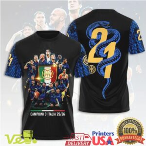 Inter Milan 21st Scudetto Winners Squad Photo T Shirt Hoodie Snake Print Championship