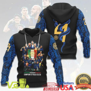 Inter Milan 21st Scudetto Winners Squad Photo T Shirt Hoodie Snake Print Championship