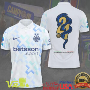Inter Milan Betsson Sport White Patterned Football Fan T Shirt With Championship Snake Back Graphic