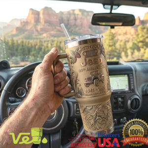 Jeep 85th Anniversary Commemorative Collector Edition Insulated Tumbler Mug with Handle and Straw