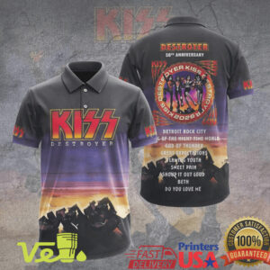 KISS Destroyer Album Cover 50th Anniversary Commemorative Rock Band Music Graphic T Shirt