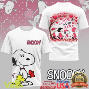 Love Is In The Air Snoopy Valentine T Shirt Heart Tree Peanuts Romance Shirt