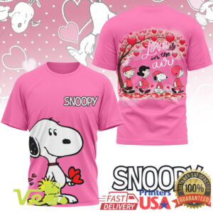 Love Is In The Air Snoopy Valentine T Shirt Heart Tree Peanuts Romance Shirt