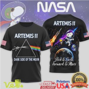 NASA Artemis II Dark Side Of The Moon Snoopy Astronaut Space Exploration Graphic T Shirt