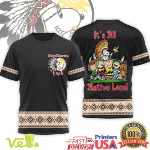 Native American Spirit Snoopy Peanuts Indigenous Heritage Tribal Pattern Graphic Cotton T Shirt