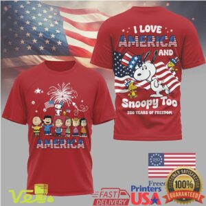 Peanuts Snoopy 250 Years Of Freedom American Flag Patriotic Celebration Red Graphic T Shirt