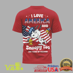 Peanuts Snoopy 250 Years Of Freedom American Flag Patriotic Celebration Red Graphic T Shirt
