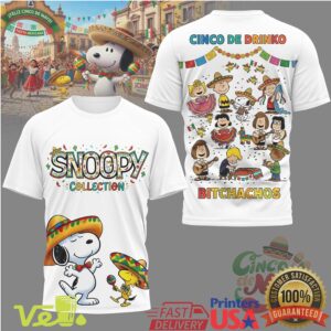 Peanuts Snoopy Collection Cinco De Mayo Bitchachos Fiesta Celebration White Graphic T Shirt Apparel