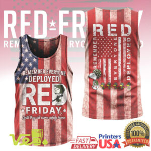 RED Friday Remember Everyone Deployed Patriotic American Flag Snoopy Military Tribute Graphic T Shirt