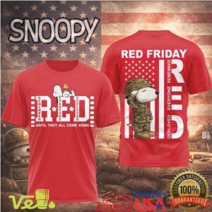 Red Friday Remember Everyone Deployed Military Support Snoopy Soldier T Shirt Patriotic Graphic Top