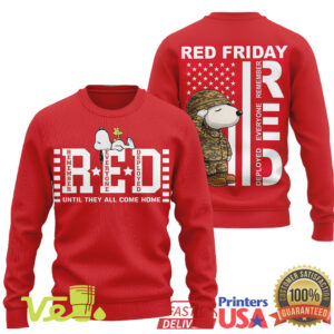 Red Friday Remember Everyone Deployed Military Support Snoopy Soldier T Shirt Patriotic Graphic Top