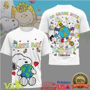 Snoopy Earth Day Collection Go Green With Peanuts Gang Eco Friendly Graphic T Shirt