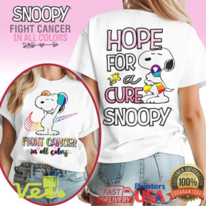 Snoopy Fight Cancer In All Colors Rainbow Ribbon Hope For A Cure Graphic T Shirt