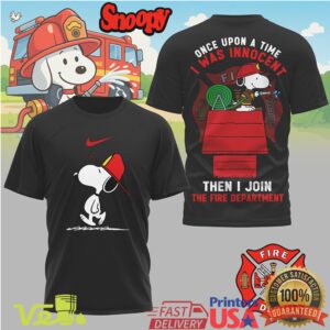 Snoopy Firefighter T Shirt Once Upon A Time I Was Innocent Fire Department Hero Tee
