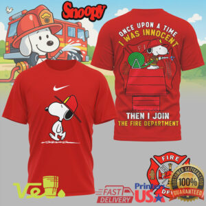 Snoopy Firefighter T Shirt Once Upon A Time I Was Innocent Fire Department Hero Tee