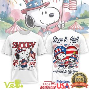 Snoopy Happy 4th of July Patriotic American Flag T Shirt Born To Chill Design