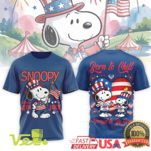 Snoopy Happy 4th of July Patriotic American Flag T Shirt Born To Chill Design
