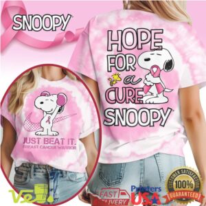Snoopy Just Beat It Breast Cancer Awareness Pink Ribbon Hope For A Cure T Shirt