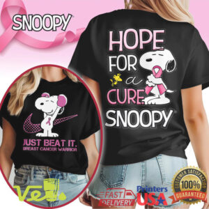 Snoopy Just Beat It Breast Cancer Awareness Pink Ribbon Hope For A Cure T Shirt