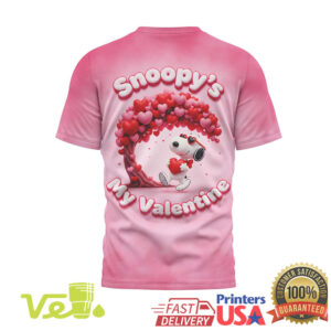 Snoopy My Valentine Pink Ombre 3D Heart XOXO Peanuts Lovers Holiday Gift T Shirt