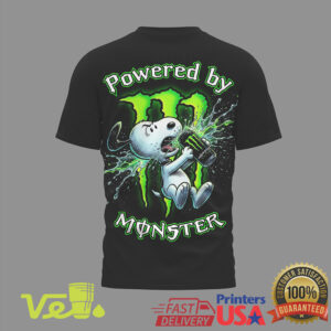Snoopy Powered By Monster Energy Drink Black T Shirt Funny Graphic Tee For Men