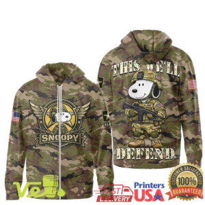 Snoopy US Army Military Camouflage Tactical Graphic T Shirt This We Will Defend Apparel