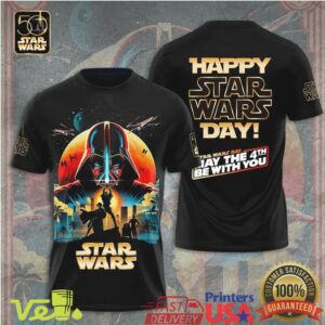 Star Wars Day May The 4th Be With You Darth Vader Retro Sunset T Shirt