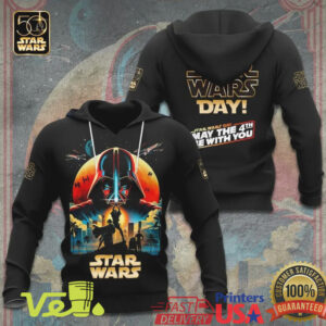Star Wars Day May The 4th Be With You Darth Vader Retro Sunset T Shirt