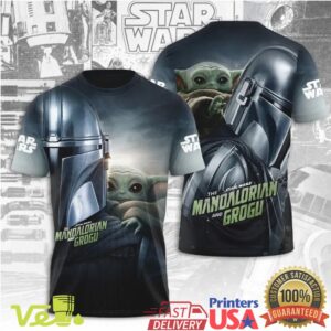 Star Wars The Mandalorian and Grogu Space Scene Full Print Polo Shirt T Shirt