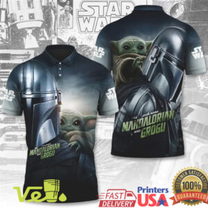 Star Wars The Mandalorian and Grogu Space Scene Full Print Polo Shirt T Shirt