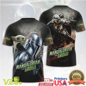 The Mandalorian and Grogu Star Wars All Over Print Graphic T Shirt and Hoodie