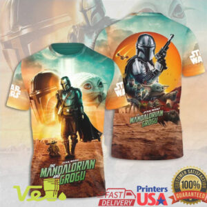 The Mandalorian and Grogu Star Wars All Over Print Graphic T Shirt and Hoodie