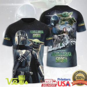 The Mandalorian and Grogu Star Wars Bounty Hunter Space Galaxy Sci Fi Graphic T Shirt