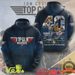 Top Gun Maverick 40 Years Anniversary 1986 2026 Tom Cruise Movie Pilot Tribute T Shirt