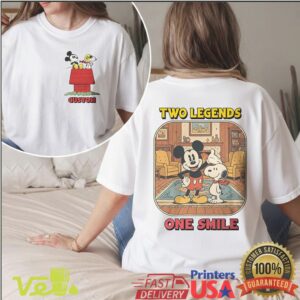 Two Legends One Smile Mickey Mouse and Snoopy Retro Vintage Peanuts Disney T Shirt